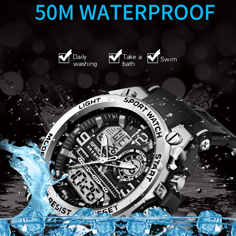 Часы наручные SANDA Мужские кварцевые с резиновым ремешком роскошные Брендовые