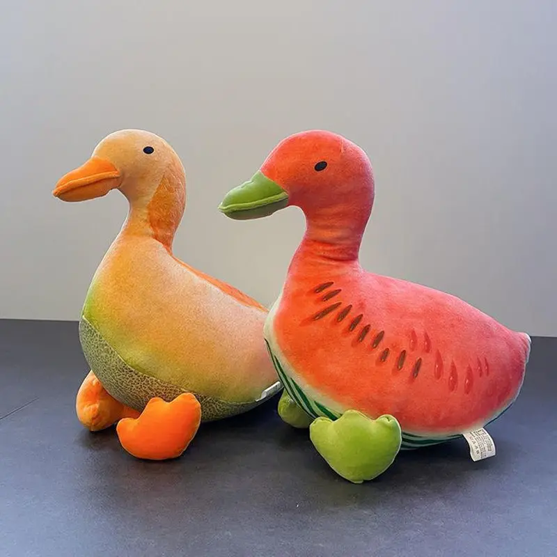 

New 38cm Creative Fruit Duck Plush Pillow Toy Winter Melon Watermelon Cantaloupe Duck Doll Children Room Gifts
