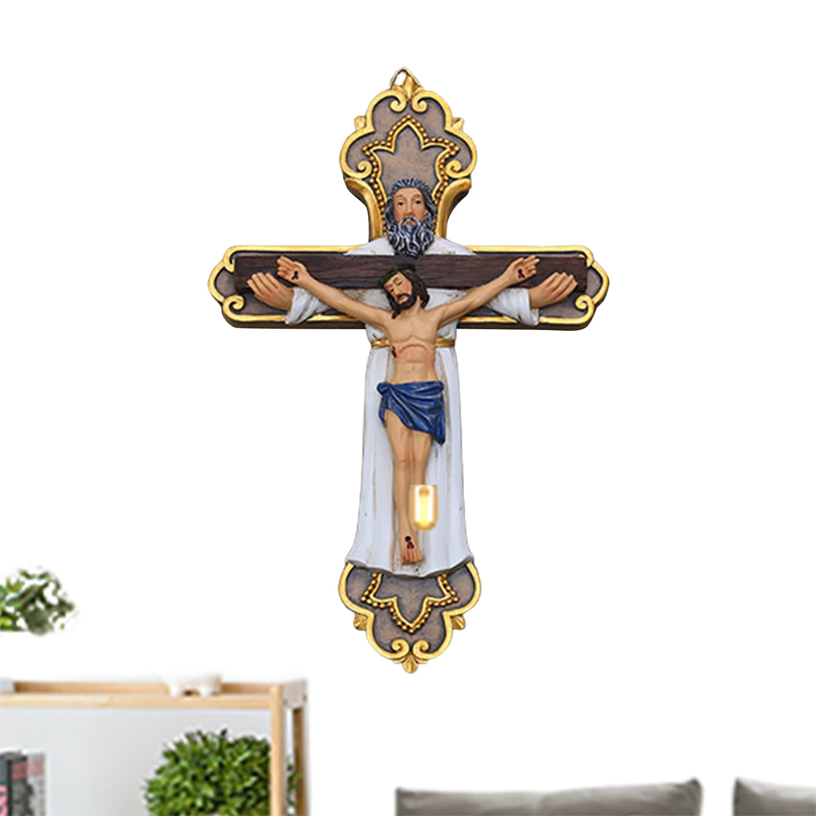 

Jesus Decor Sacred Jesus Cross Statues And Figurines Colored Catholic Religious Jesus Christ Ornament Divine Mercy Statue Of