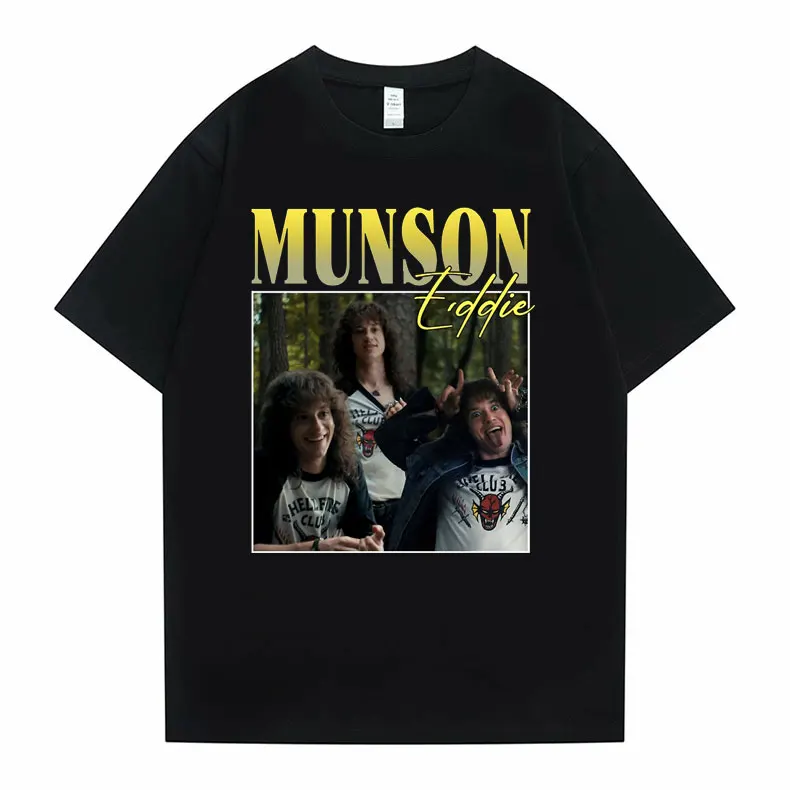 

Stranger Things 4 Eddie Munson Graphic Print T-shirt Tops Men Women Fashion Casual Oversized Tee Shirt Summer 100% Cotton Tshirt