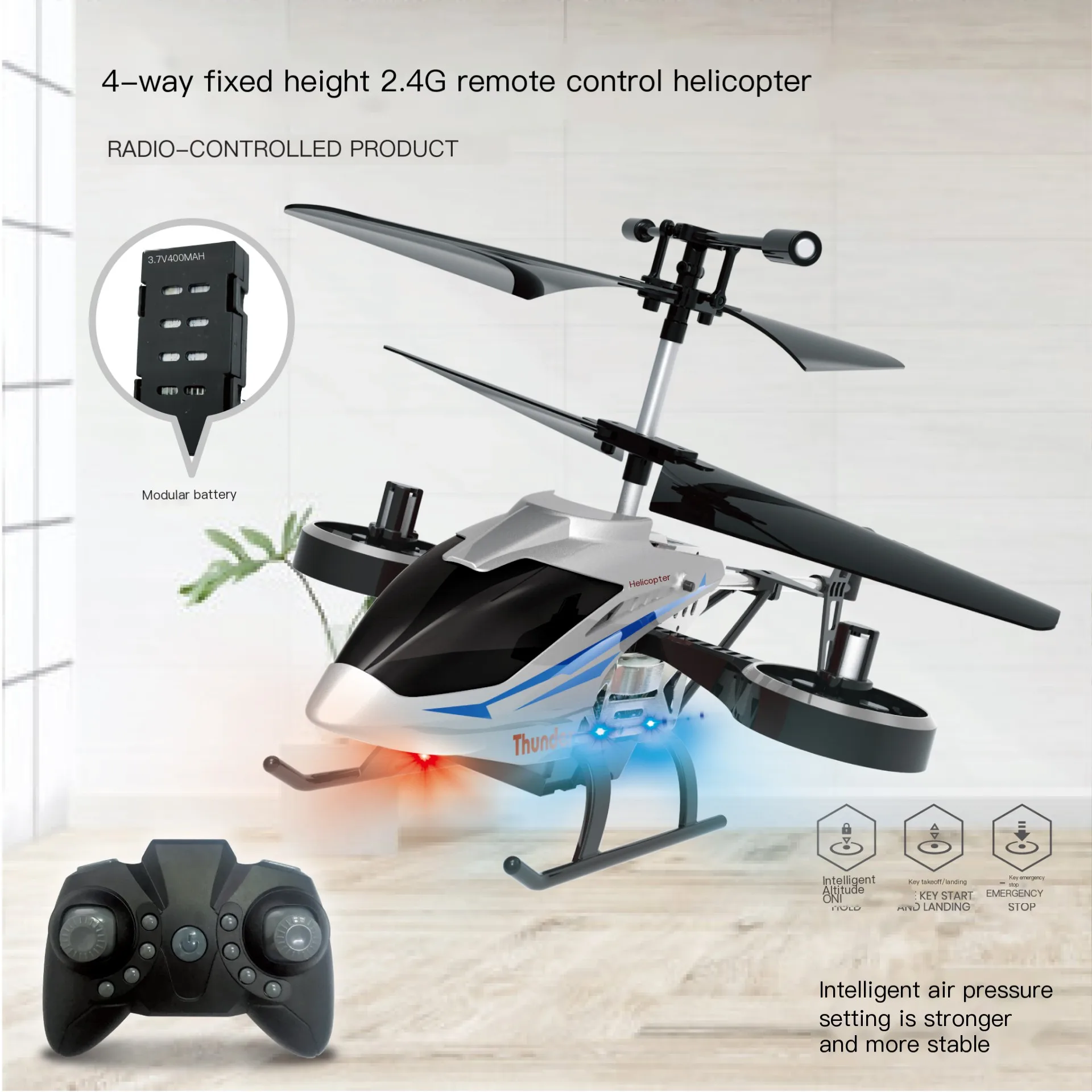 

3.5CH/4CH Large Flight RC Helicopter 2.4G Anti-Collision Anti-Fall Light Sensing Toy Outdoor Aircraft Gift for Kids
