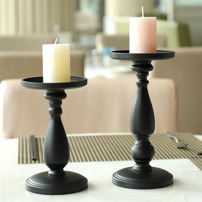 

Classic Rural Black Candlestick Metal Candle Holder home decor centerpieces for wedding tables Iron art dining table decor