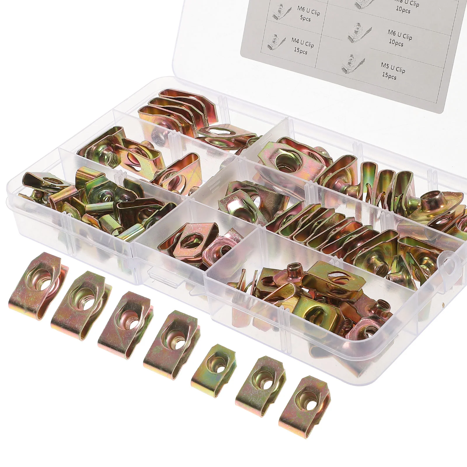 

60 Pcs Clips Cars Automotive Body Parts Automotive Screws Metal Automotive U Nut Motorcycle Repair Tool U Nut Assortment