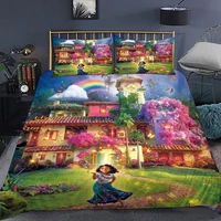 magical princess quilt cover bedding set for kids girl women 3d print dream house girly heart style bedroom set duvet cove sets