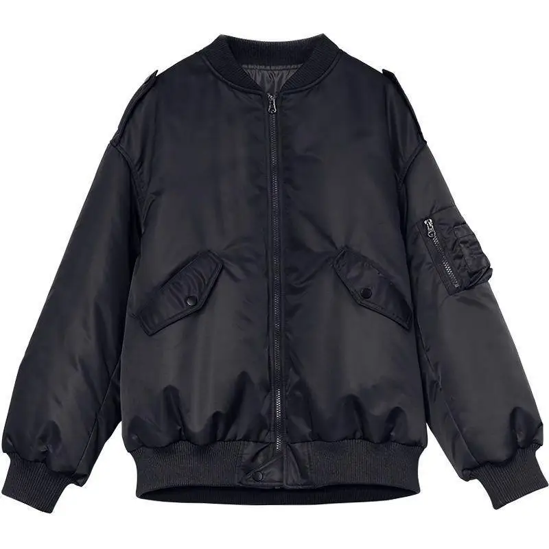 Korean Fashion Tops Loose Cotton Coats Female Autumn Winter New 2022 Warm Solid Padded Clothes Baseball Jacket Women Caluas