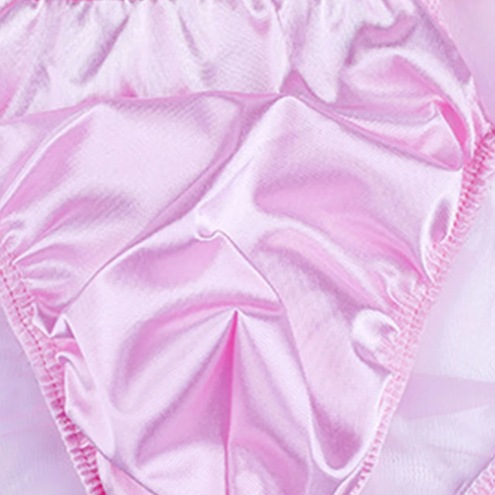

Sissy Panties Men 2022 Hot Mesh Satin Pink Briefs Sexy Perspective Panties Low Waist Breathable Bikini Convex Pouch Underpants