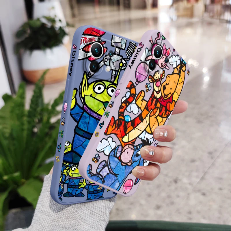 

Disney Stitch Winnie the pooh Xiaomi Phone Case For Mi 13 12S 12 12T 12X 11i 11T 11 10S 10T Pro Lite Ultra Liquid Left Rope