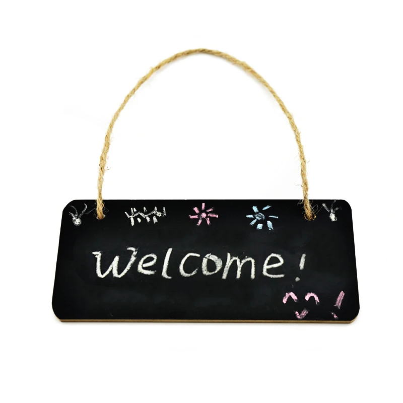 

Mini Hanging Chalkboard Message Board with Rope Rectangular Small Blackboard For Restaurant Wedding Party TableNumber Decoration