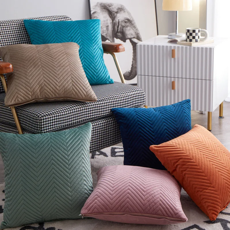 

Wavy and Embossed Pattern Pillow cojines 45x45 Pillow Cover Holland Velvet Office Chair Cushion Cover Home Sofa Bedroom New 2022