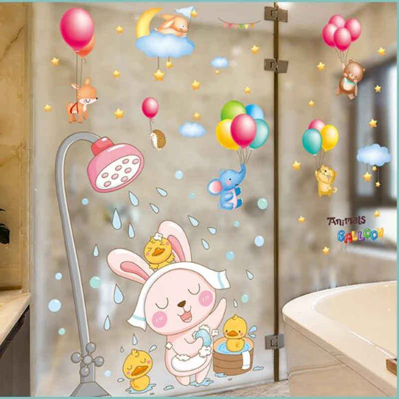 

Cartoon Rabbit Ducks Wall Sticker DIY Animals Balloons Wall Decals for Kids Bedroom Baby Room Children Nursery Home Decoration