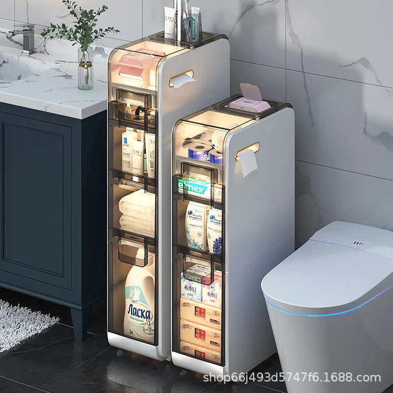 

2/3/4Shower Storage Holder Bathroom Pole Shelves Shelf Toilet Crevice Storage Cabinet Toilet Restroom Shelf Floor Rack Organizer