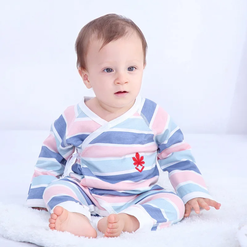 

Four Seasons Children's Clothing Cotton Stripe Long Sleeves Baby Girls Jumpsuit Baby Boys Bottoming Clothes Infant Romper
