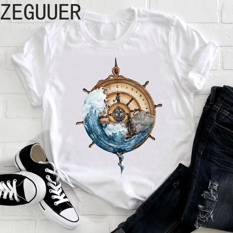 

Женская одежда с принтом для путешествий, модная, 90s, милая, с коротким рукавом, летняя одежда, футболка, женская, уличная, Harajuku, корейский сти...