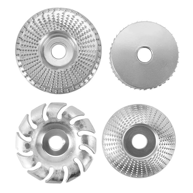 

4Pcs Wooden Shaping Disk Set Angle Grinder Disk Carving Disk Engraving Grinding Disk for Wood Cutting Polishing 16mm