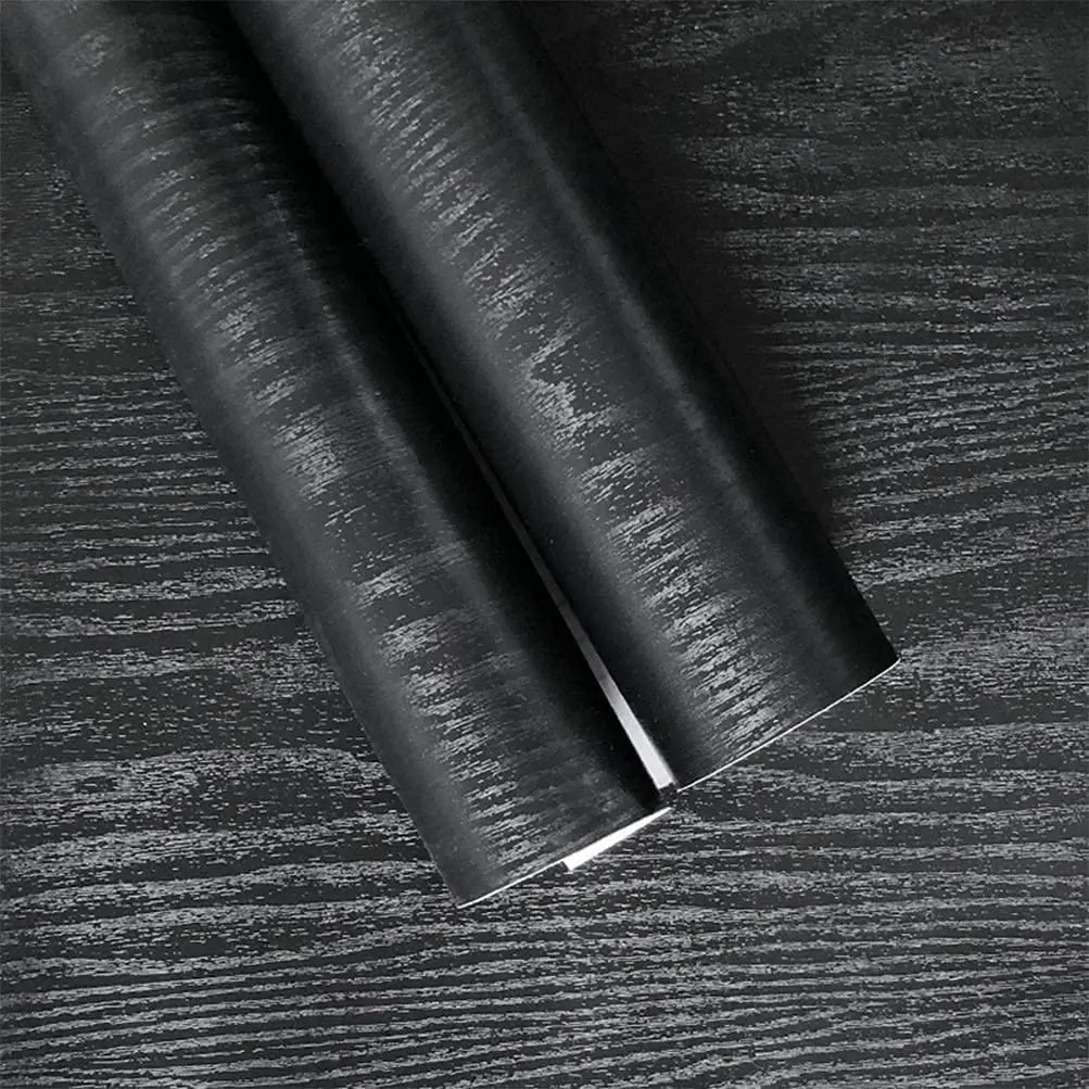 

Thickened Furniture Refurbish Stickers Vinyl Black Wood Grain Contact Paper Self Adhesive Waterproof Wallpaper Peel and Stick