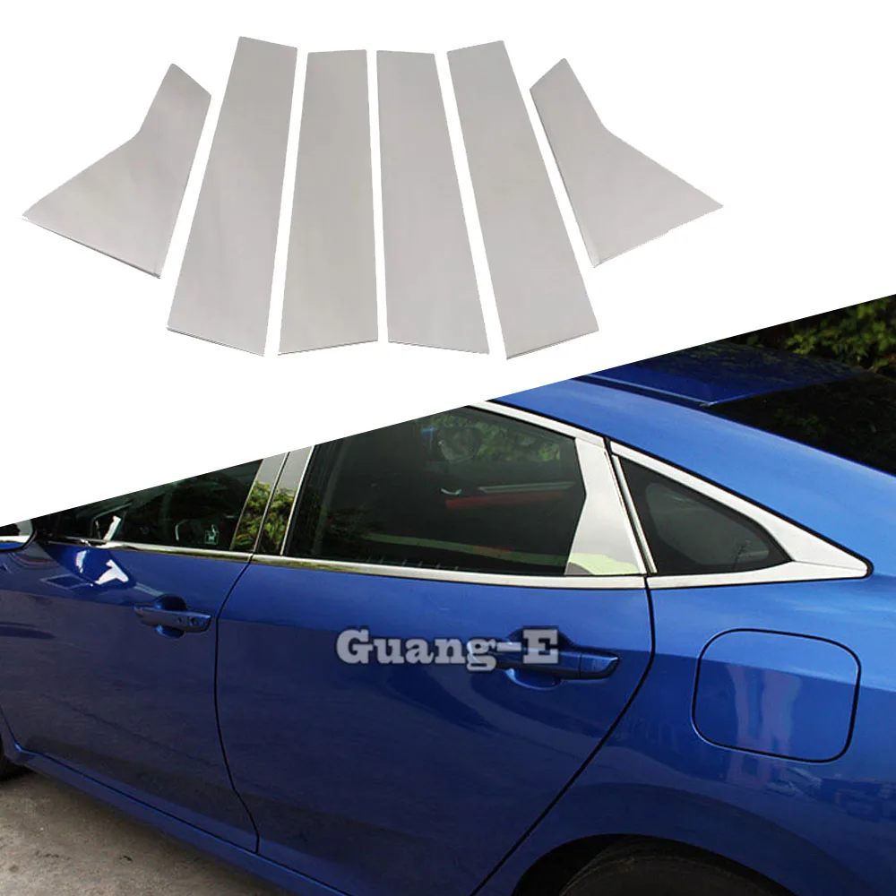 

For Honda Civic 10th 2016 2017 2018 2019 2020 2021 Car Glass Window Garnish Pillar Middle Column Cover Trim Hoods Stick Frame