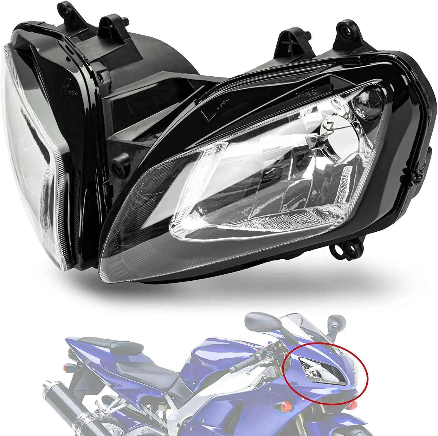 

Motorcycle Front Headlight Head lamp light Assemblies for Yamaha YZF R1 1000 2002-2003(Without bulb)