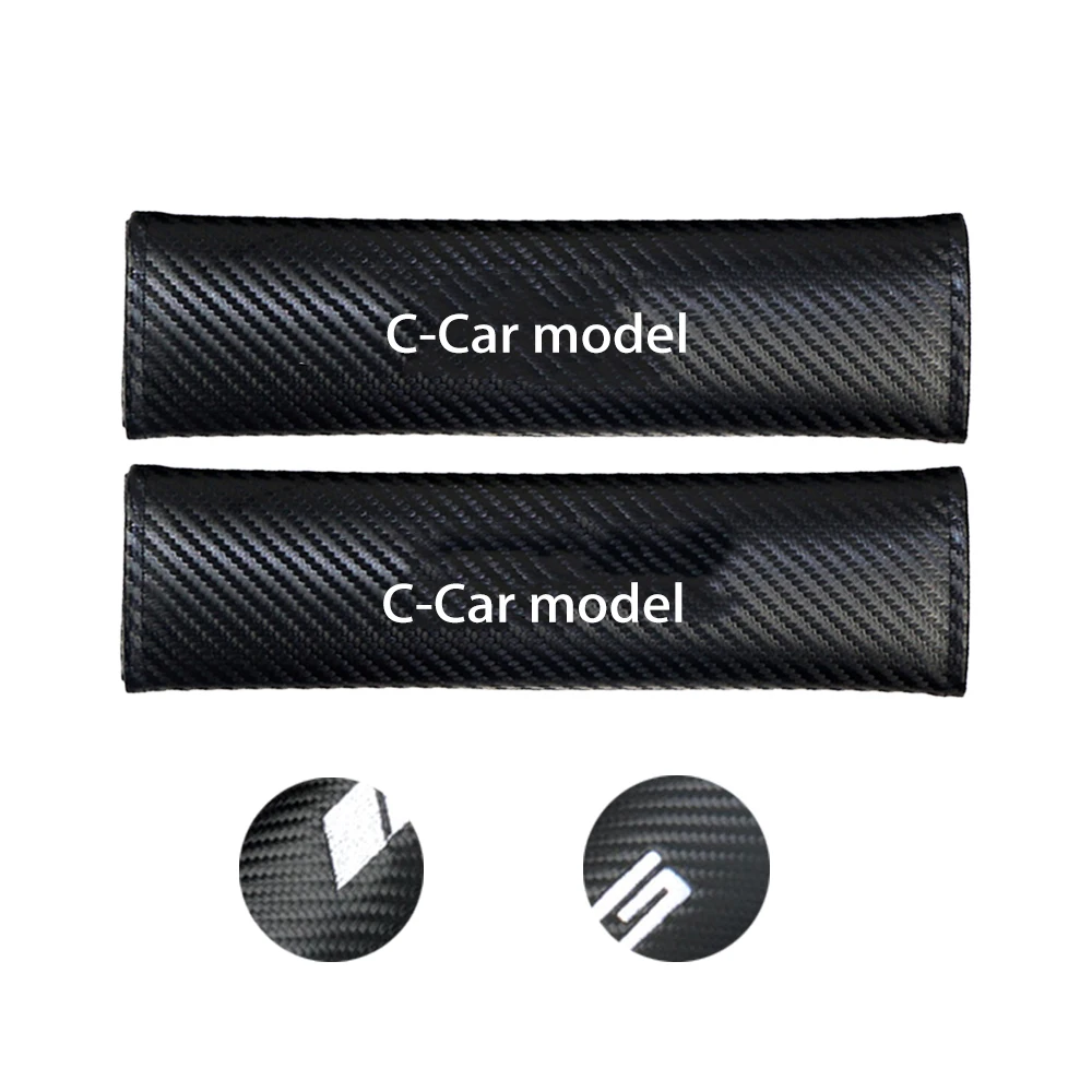 Protector de correa de fibra de carbono para coche, almohadillas de hombro para Mercedes Benz AMG, 2 piezas, accesorios de estilismo para Interior