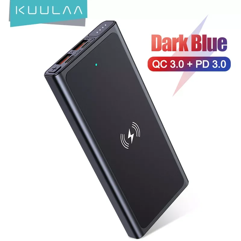 

KUULAA 10000mAh Qi Wireless Charger Power Bank External Battery Wireless Charging Powerbank For iPhone 13