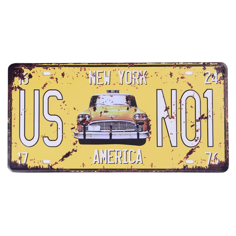 

National Flag Metal Tin Sign Vintage Poster France Spain USA License Plate for Bar Home Restaurant Wall Decor 15x30cm