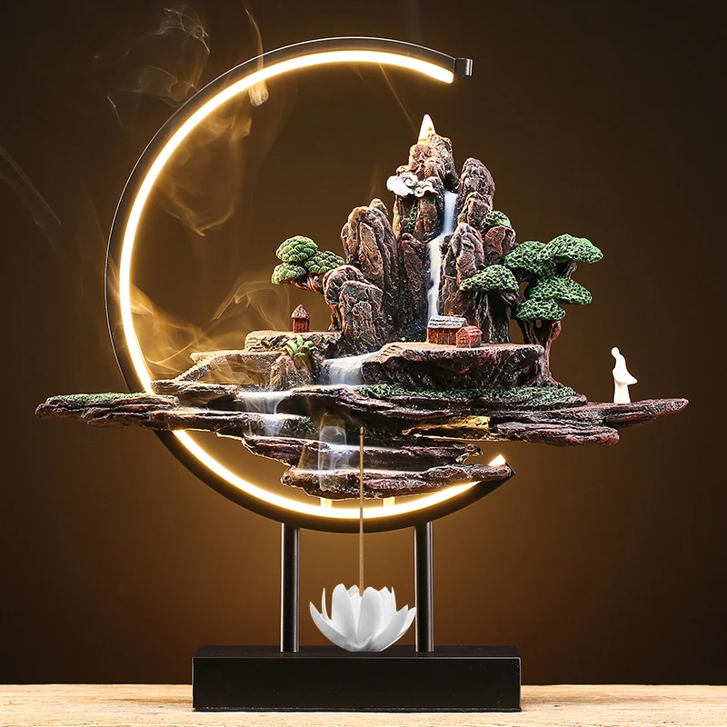 

Zen alpine flowing water backflow incense burner lamp circle creative home sandalwood home indoor aromatherapy ornaments