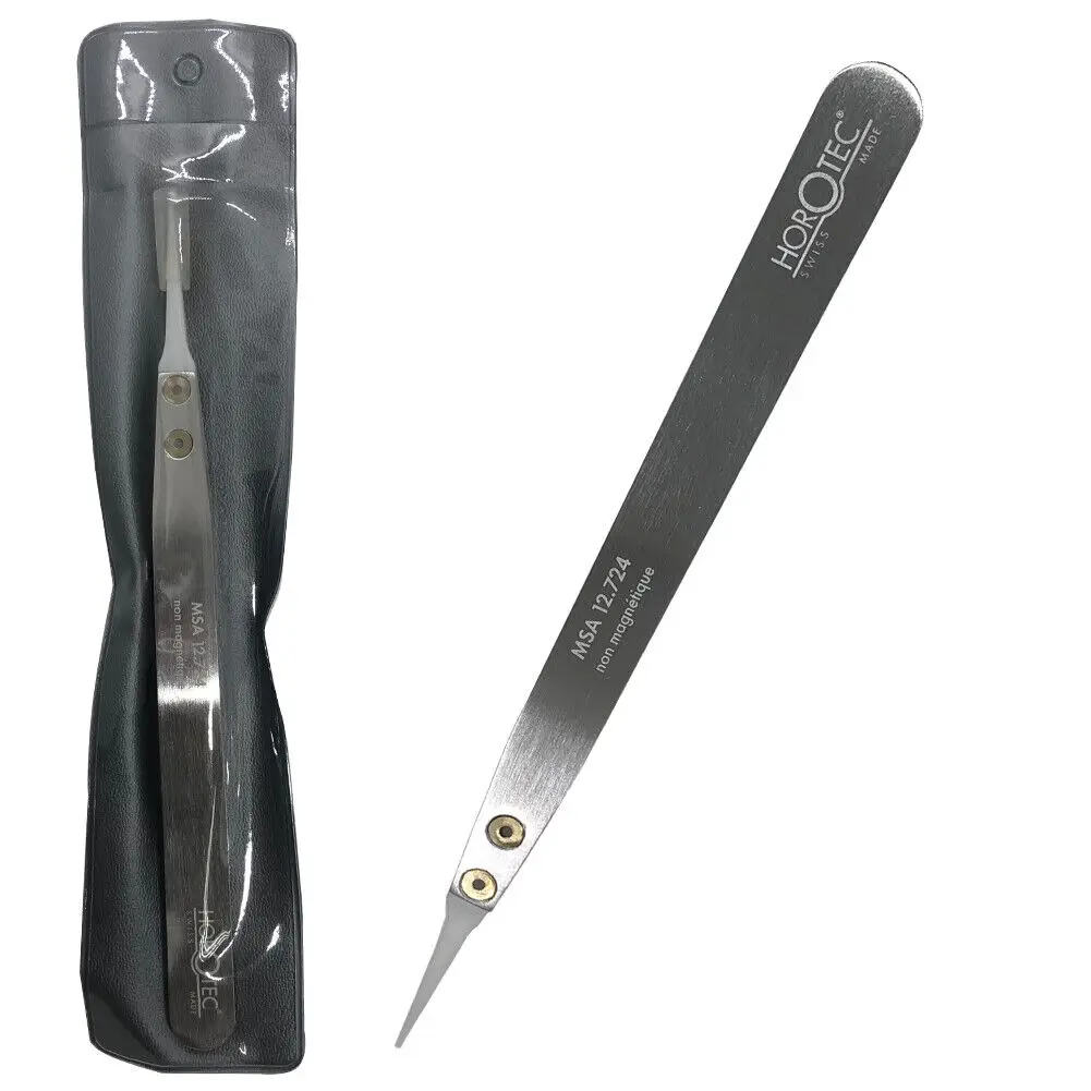 

Алюминиевый Пинцет Horotec MSA12.724 с очень тонкими белыми мягкими наконечниками Delrin