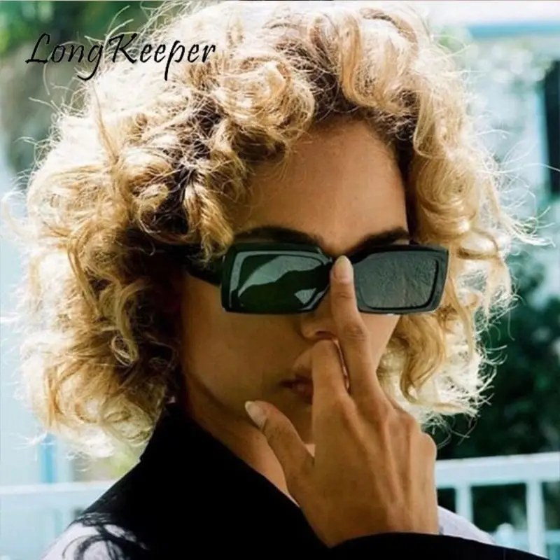 

LongKeeper Small Rectangular Glasses for Men Retro Vintage Black Square Sunglasses Woman Personality Outdoor Sun Glasses Uv400