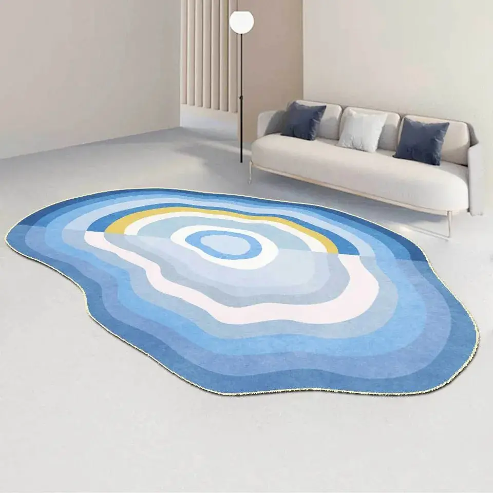 

For Living Room Modern Simple Irregular Shape Nordic Rug Blue Pink Purple Gradient Floor Mat In The Room Home Decoration
