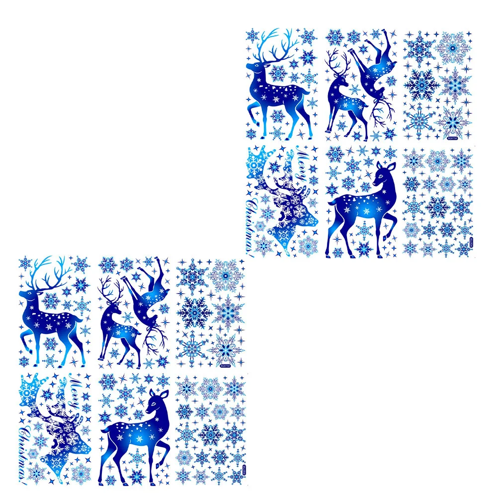 

Window Christmas Stickers Sticker Decals Snowflakedecal Elk Deer Decorationmerry Holiday Clings Pattern Decorative Wall Adorable