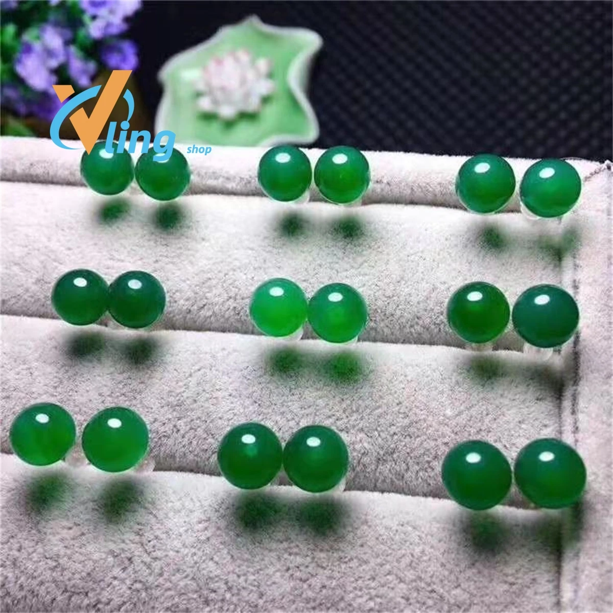 

S925 Silver Ear Decoration Brazil Agate Earrings Temperament Green Chalcedony Red Gift Wholesale Simple And Versatile Fashion