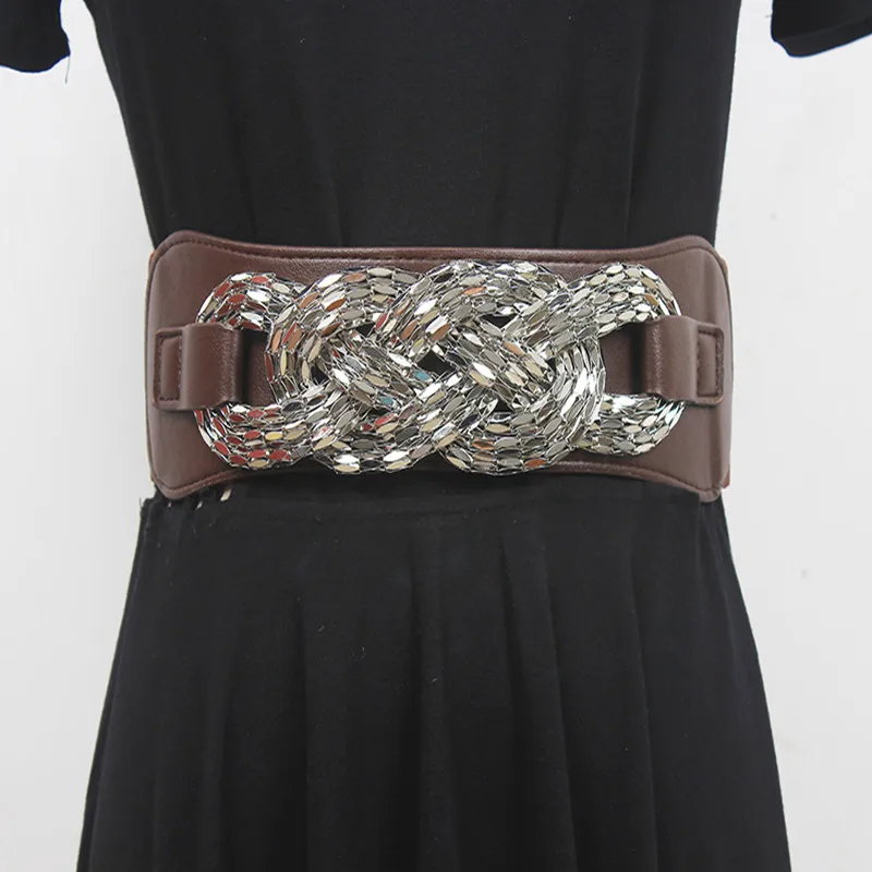 Женский модный эластичный пояс с широкой талией для платья