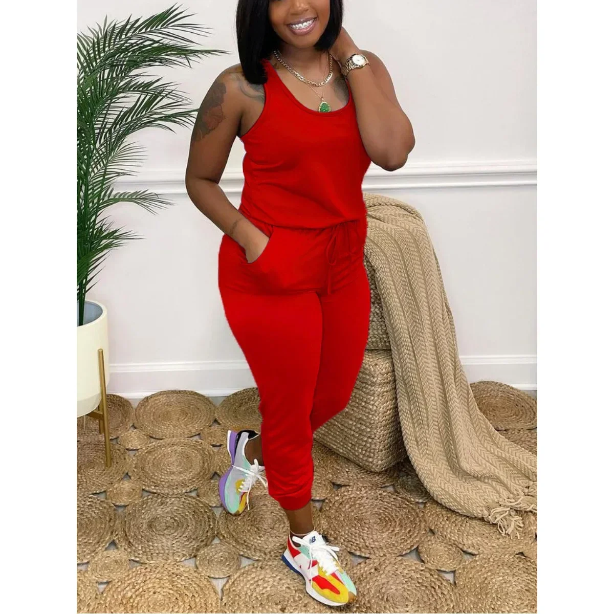 Женский комбинезон без рукавов тонкие комбинезоны брюки-карандаш уличная одежда