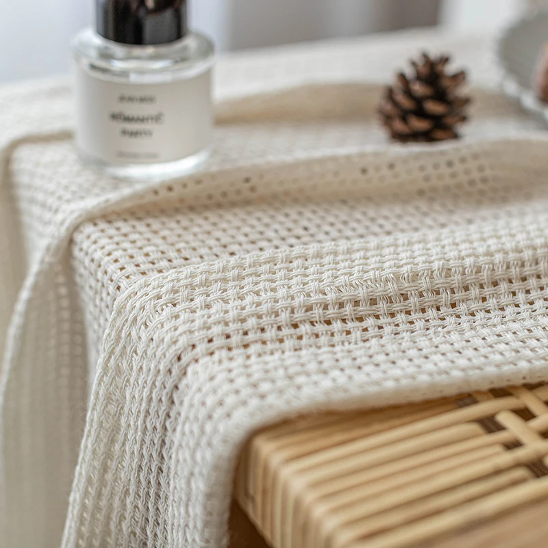 

Bohemian woven light beige cotton linen gauze curtain balcony bedroom living room decorative curtain custom size