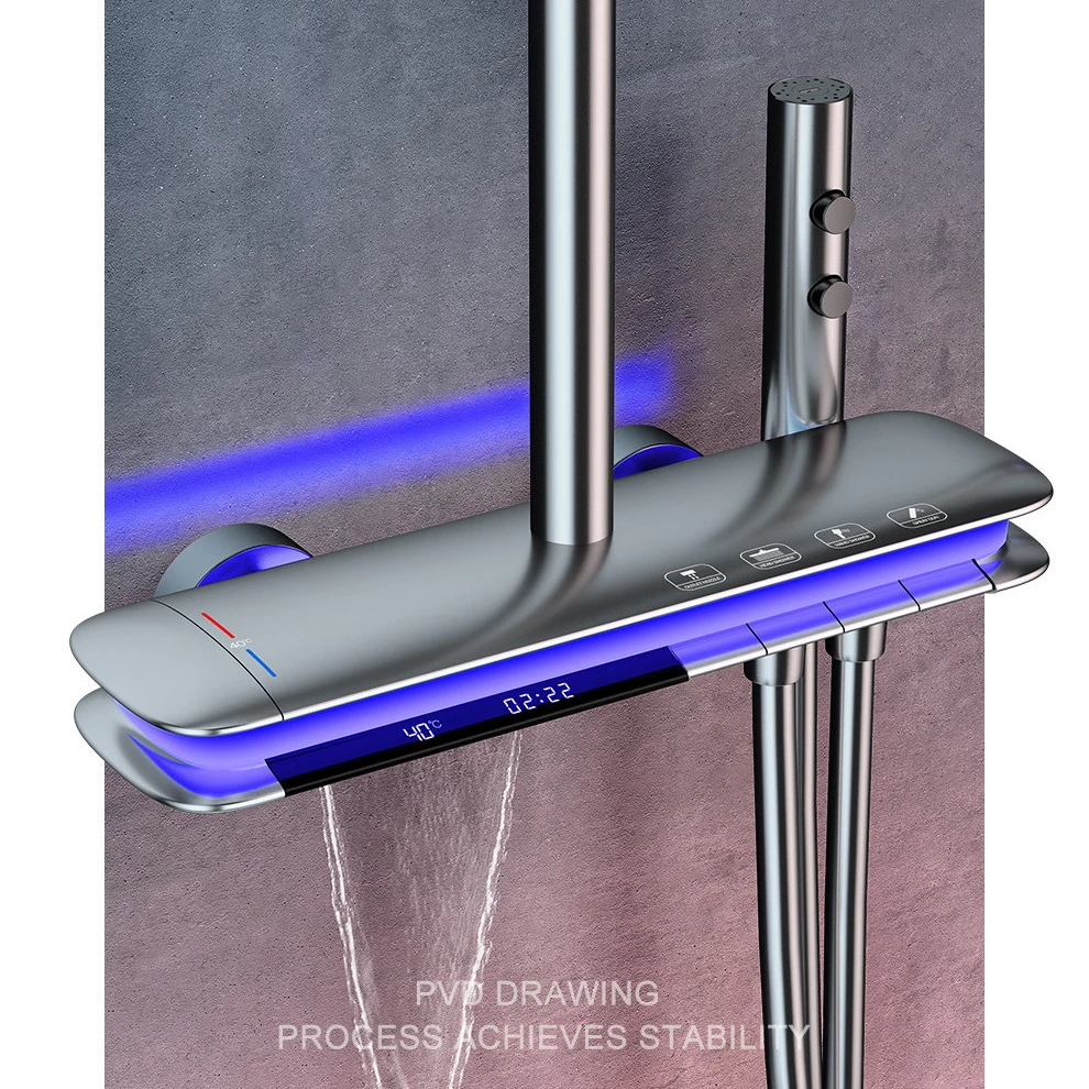 Светодиодный цифровая Душевая система смесители качественный латунный