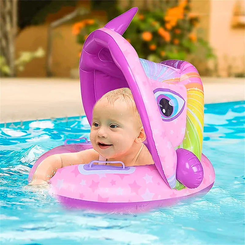 

Hot Sale With Awning Accessories Baby Swimming Ring Cute Cartoon Animal Children Baby Swimming Ring Lifebuoy Swimming Water Toys