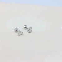 zfsilver 100 sterling 925 silver diamond set butterfly heart screw ball stud earrings for women charm jewelry accessories gifts
