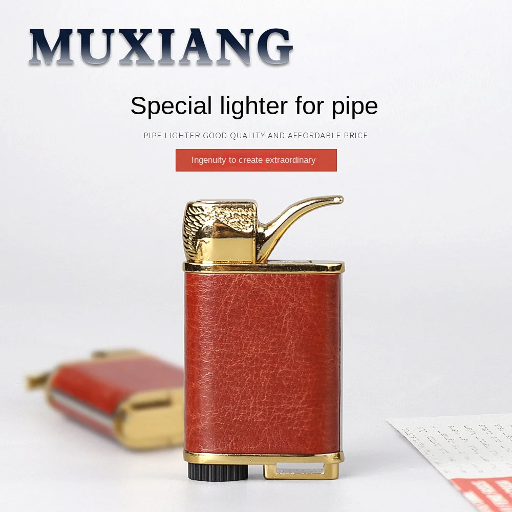 

Leather Men's Lighter Inflatable Pipe Lighter Windproof Portable Cigar Lighter Gift