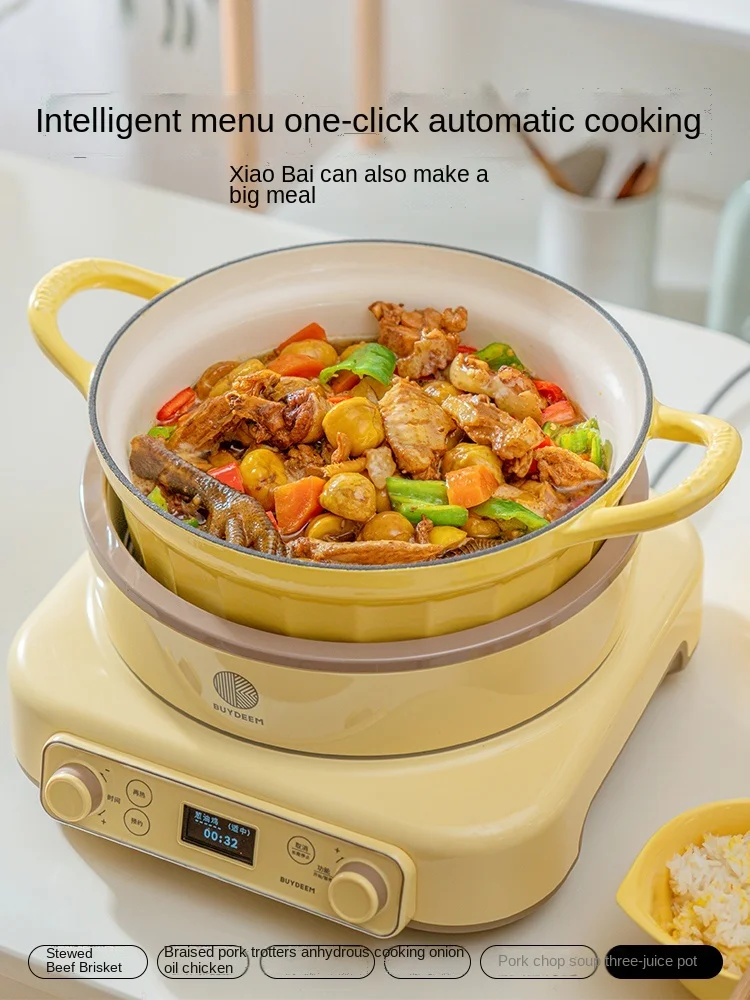

Enamel Soup Household 25cm Stew Thermal Casserole Multi-Function Wok Flat Pot Induction Cooker