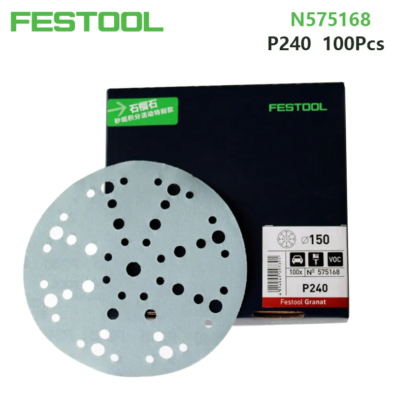 Шлифовальные диски FESTOOL абразивный лист гранат диаметр 6 дюймов (150 мм) P60 P80 P120 P180