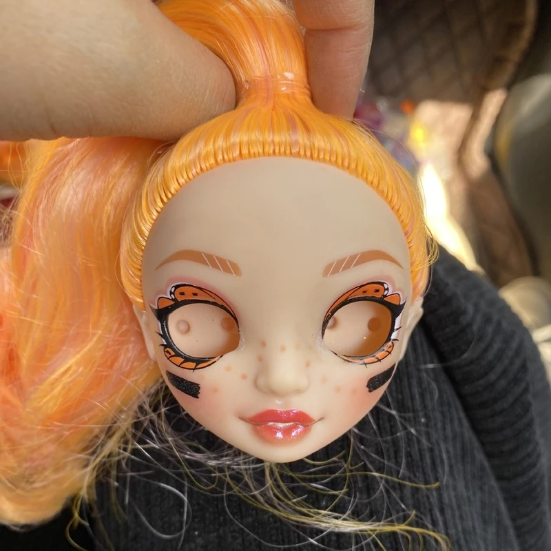 Голова куклы с радугой/оранжевые волосы без глаз 1/6 Bjd Аксессуары одеваются