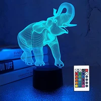 elephant 3d lamp acrylic usb led night lights neon sign lamp xmas christmas decorations for home bedroom birthday gifts