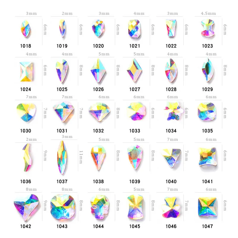 

29 моделей смешанных форм 3D AB алмазные драгоценные камни Блеск Стразы для ногтей стеклянные хрустальные украшения для дизайна ногтей