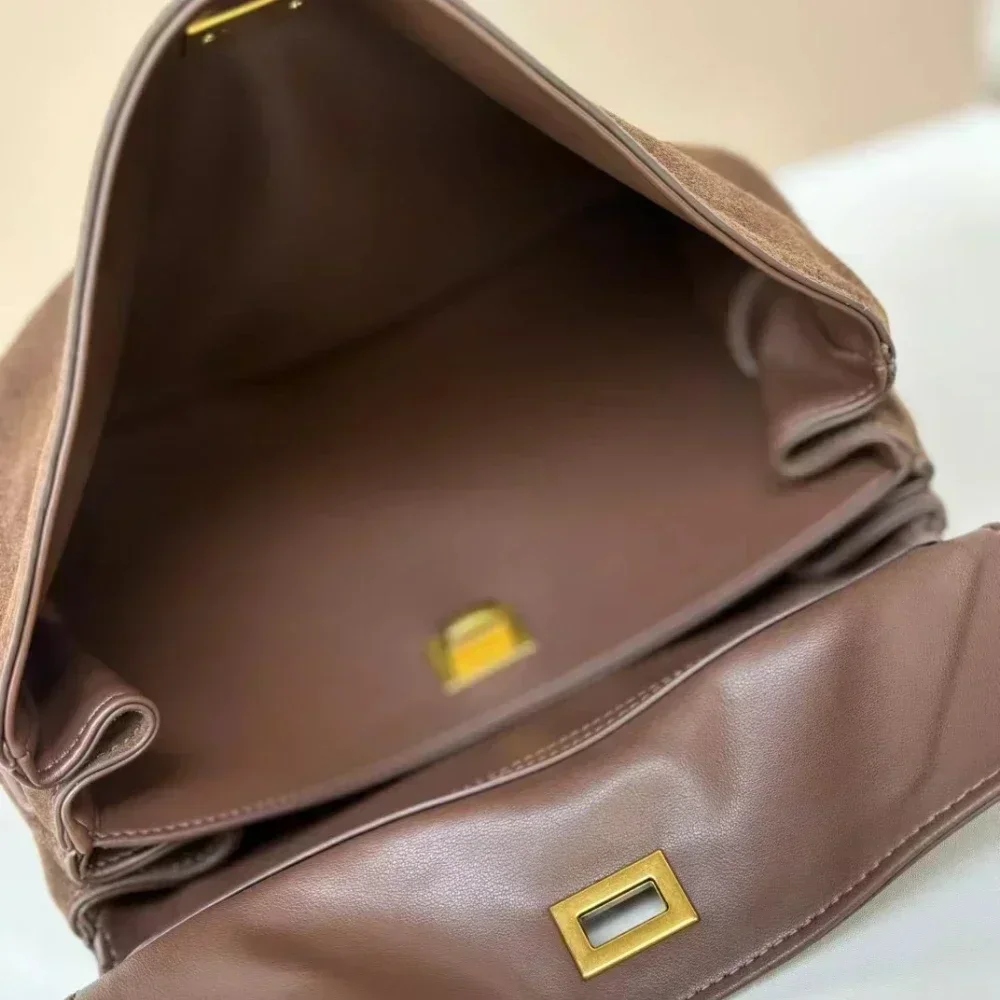 Замшевая женская сумка Motingsome с золотой пряжкой