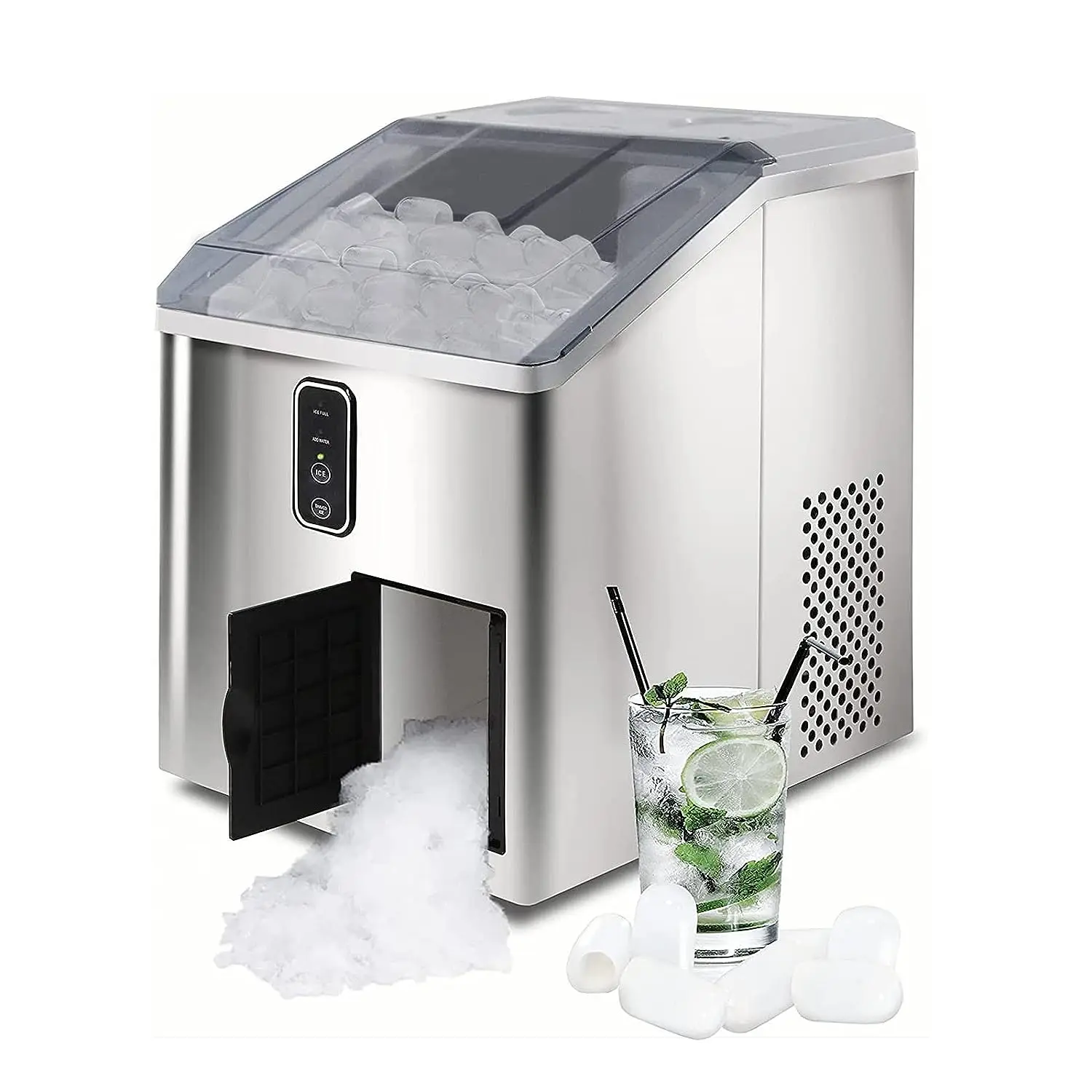 

Ice Maker and Shaver Machine - LINKLIFE Countertop Ice Maker with Ice Crusher, Self Cleaning, LCD Indicator, Ice Pellet Ice Nug