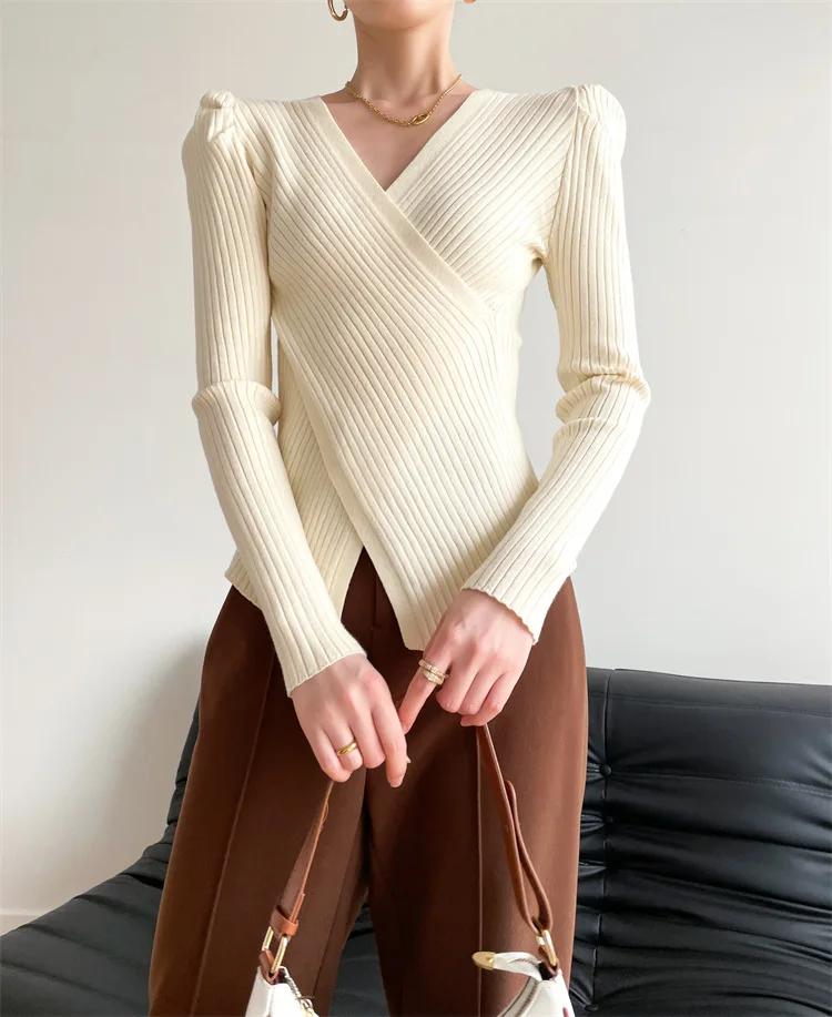 

Женские свитера с V-образным вырезом, топы, Полосатый Вязаный милый вязаный крючком пуловер в стиле Харадзюку, женский свитер, модный Свободный женский свитер