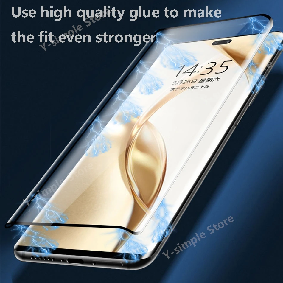 4 в 1 3D стекло для Huawei P60 Pro защита экрана HD пленка изогнутое закаленное арт мягкая