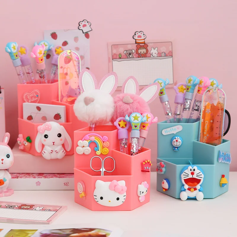 

Многофункциональный держатель для ручек Hello Kitty Doraemon креативная модная мультяшная офисная настольная коробка для хранения канцелярских пр...