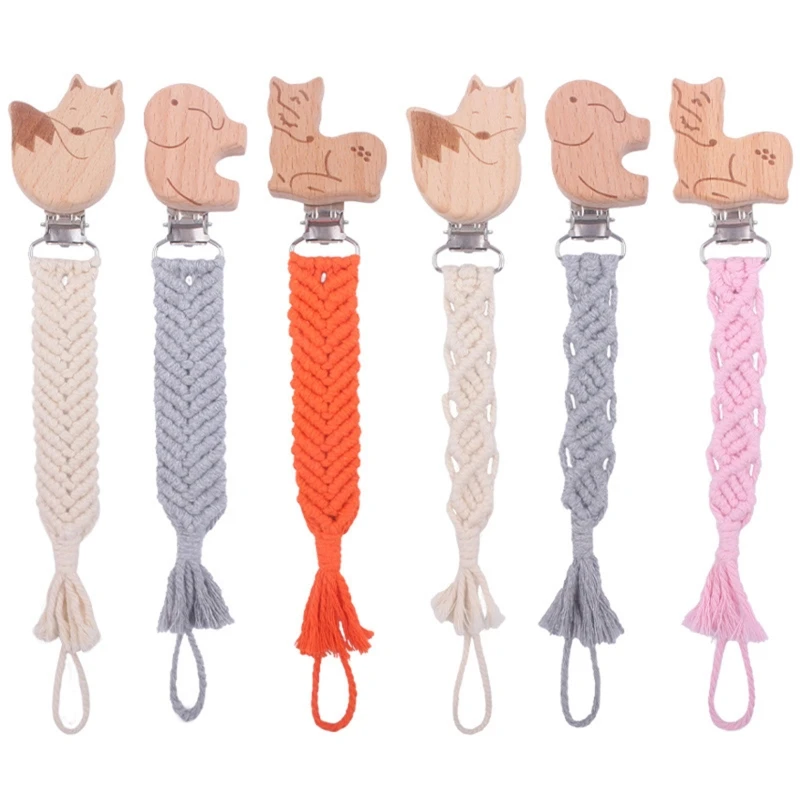 

Wooden Pacifier Clips Cartoon Soothing Holder Newborn Soother Chains for Baby Infant Teether Teething Chain Shower Gift