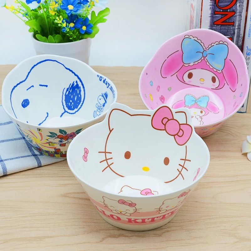 

My Melody Sanriond Cinnamoroll KT Cat Kawaii мультфильм моделирование против падения миска Kawaii детская посуда миска для еды