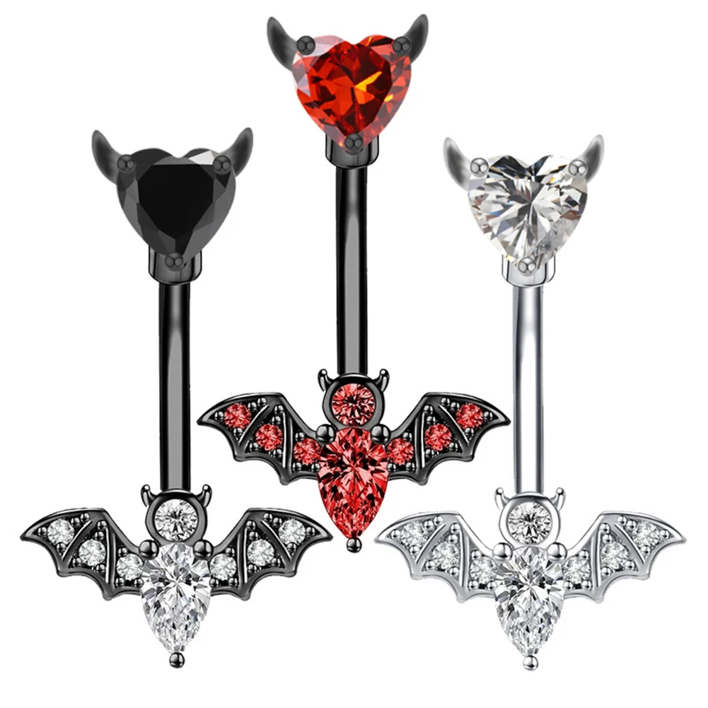 

Fashion High Quality Surgical Steel Navel Piercing Belly Button Rings Belly Piercing Body Jewelry Bat Belly Button Nails Gifts